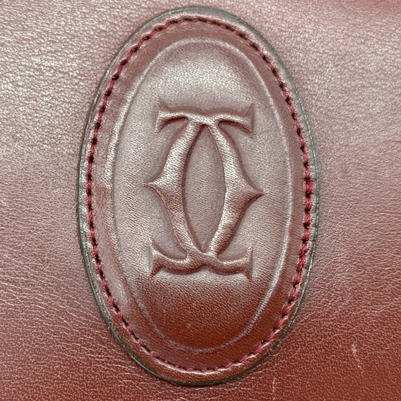 Cartier Must de Cartier Clutch Leather Bag in Burgundy - Picture 9 of 16